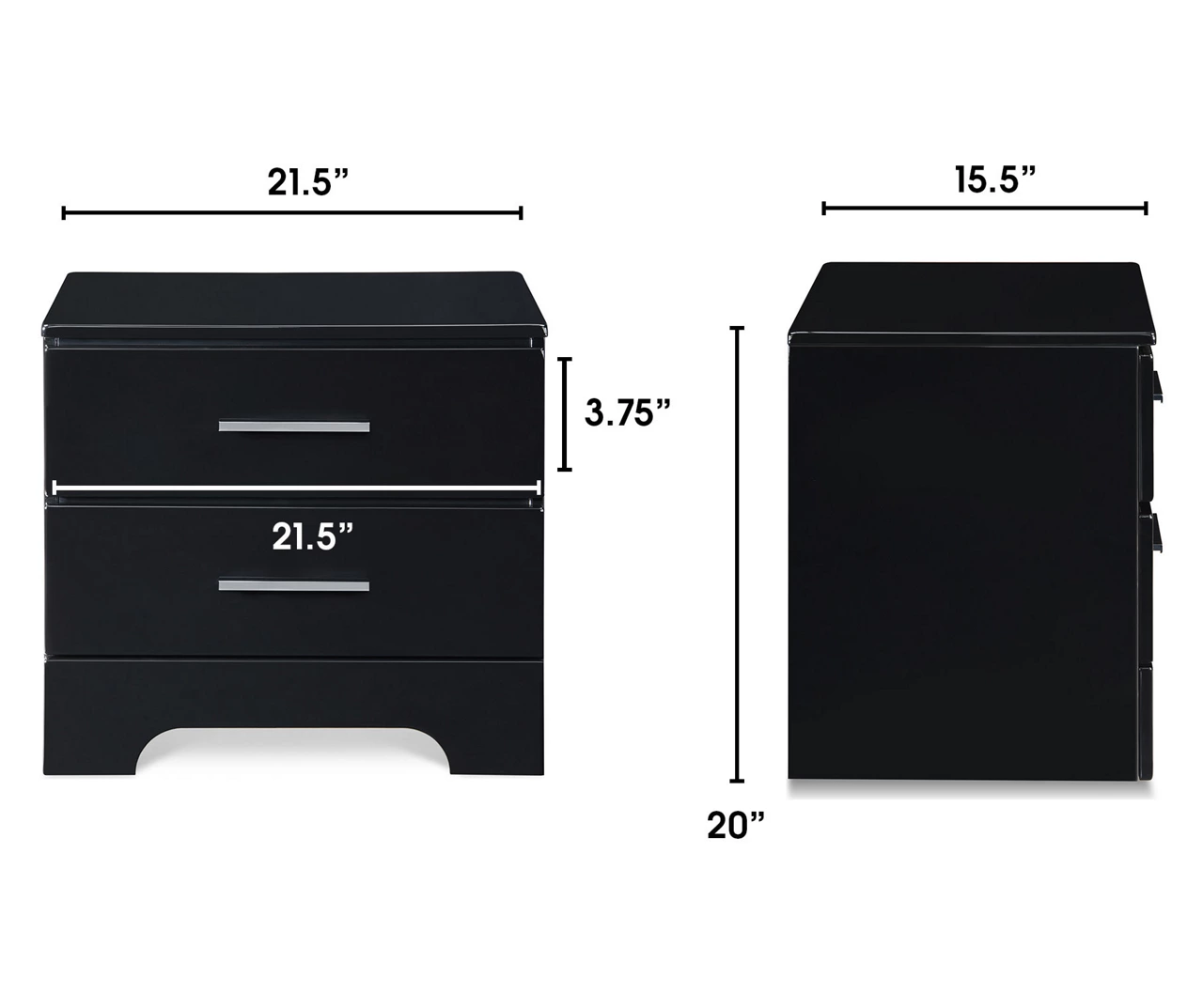 Black Hudson 2-Drawer Wood Nightstand - Image 12