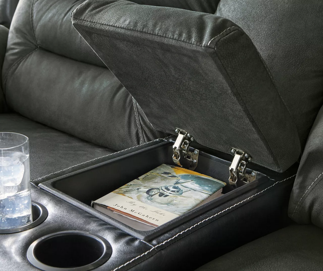 Earhart Faux Leather Reclining Console Loveseat - Image 7