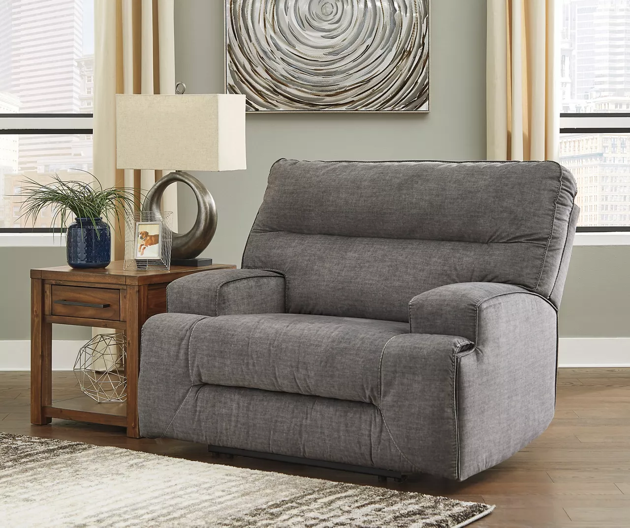 Coombs Charcoal Wide Seat Recliner - Image 2