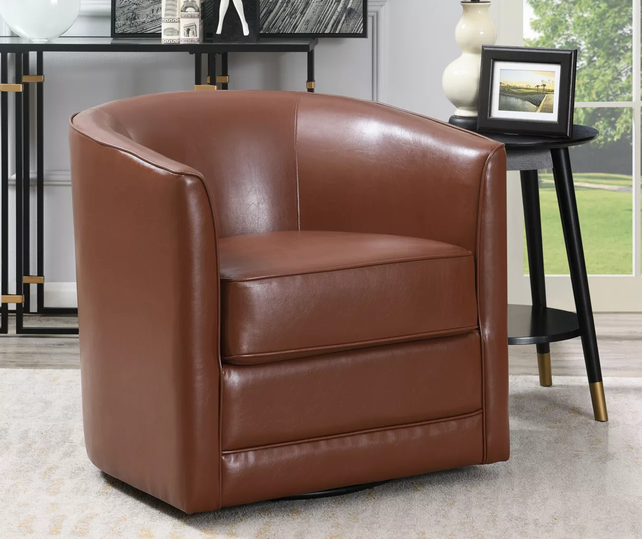 Willow River Hammond Faux Leather Swivel Accent Chair - Image 10