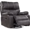 New Albany Dark Graphite Leather Look Micro Suede Swivel Reclining Glider