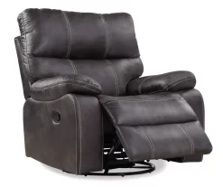 New Albany Dark Graphite Leather Look Micro Suede Swivel Reclining Glider