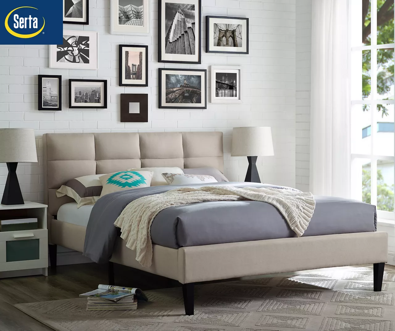 Orson Beige Full Upholstered Bed