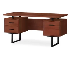 60" Cherry Woodgrain & Black Floating Desk