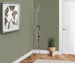 Silver Hammered Branch Metal Coat Rack