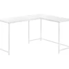 White Metal L-Shaped Corner Desk