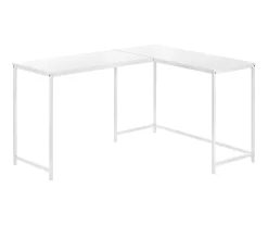 White Metal L-Shaped Corner Desk