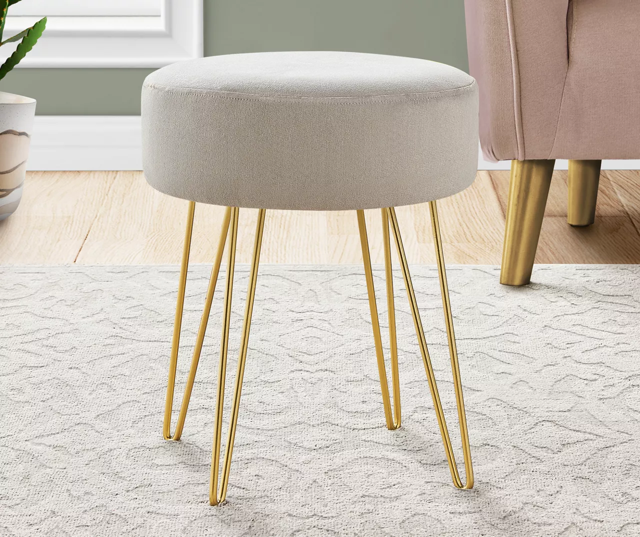 Hairpin Leg Upholstered Ottoman - Image 5