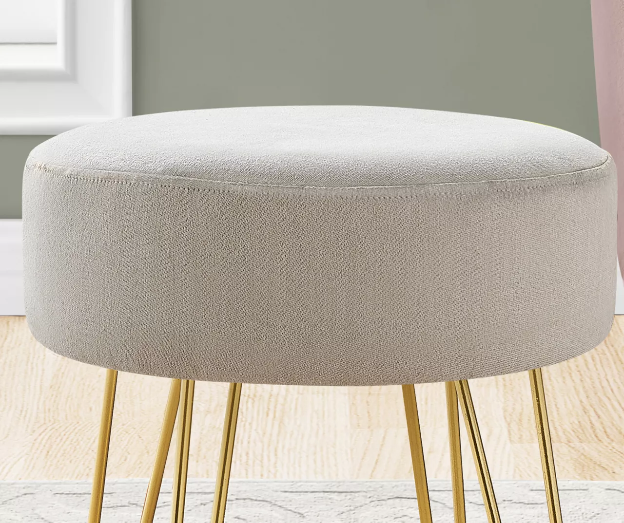 Hairpin Leg Upholstered Ottoman - Image 6