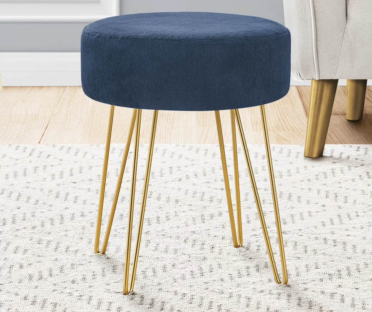 Hairpin Leg Upholstered Ottoman - Image 9