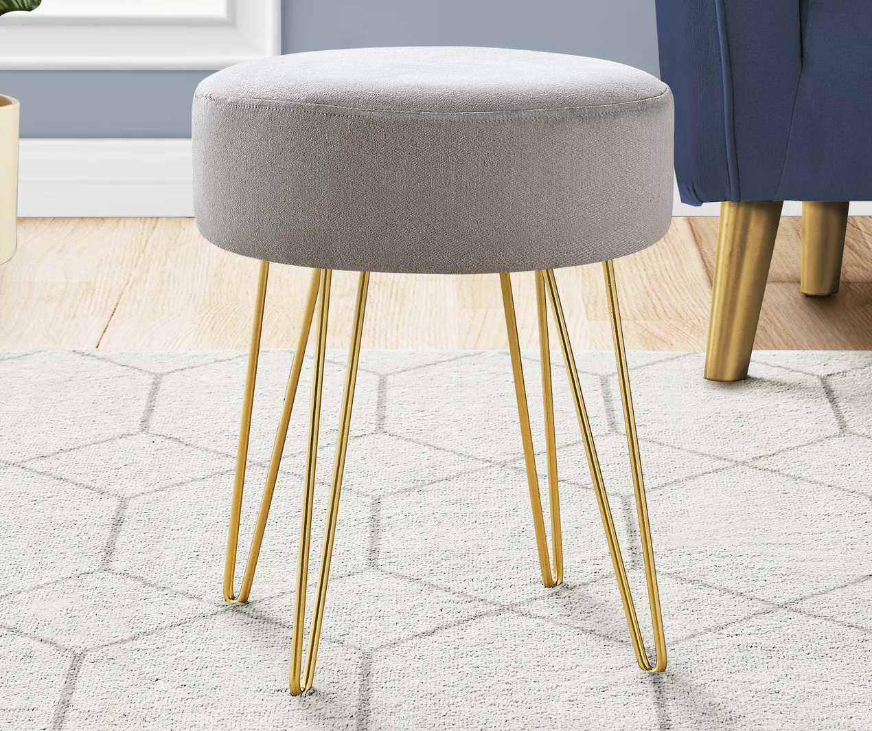 Hairpin Leg Upholstered Ottoman - Image 13