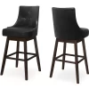 Button Tufted Faux Leather Swivel Bar Stools, 2-Pack