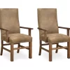 Rustic Pine & Dixie Almond Upholstered Dining Chairs, 2-Pack