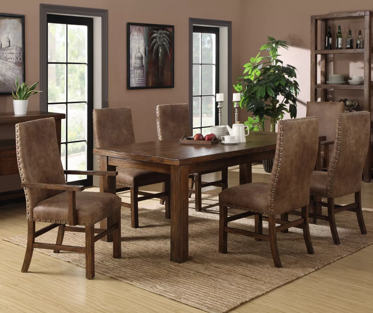 Rustic Pine & Dixie Almond Upholstered Dining Chairs, 2-Pack - Image 3