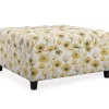 Golden Poppy Wood Leg Storage Ottoman