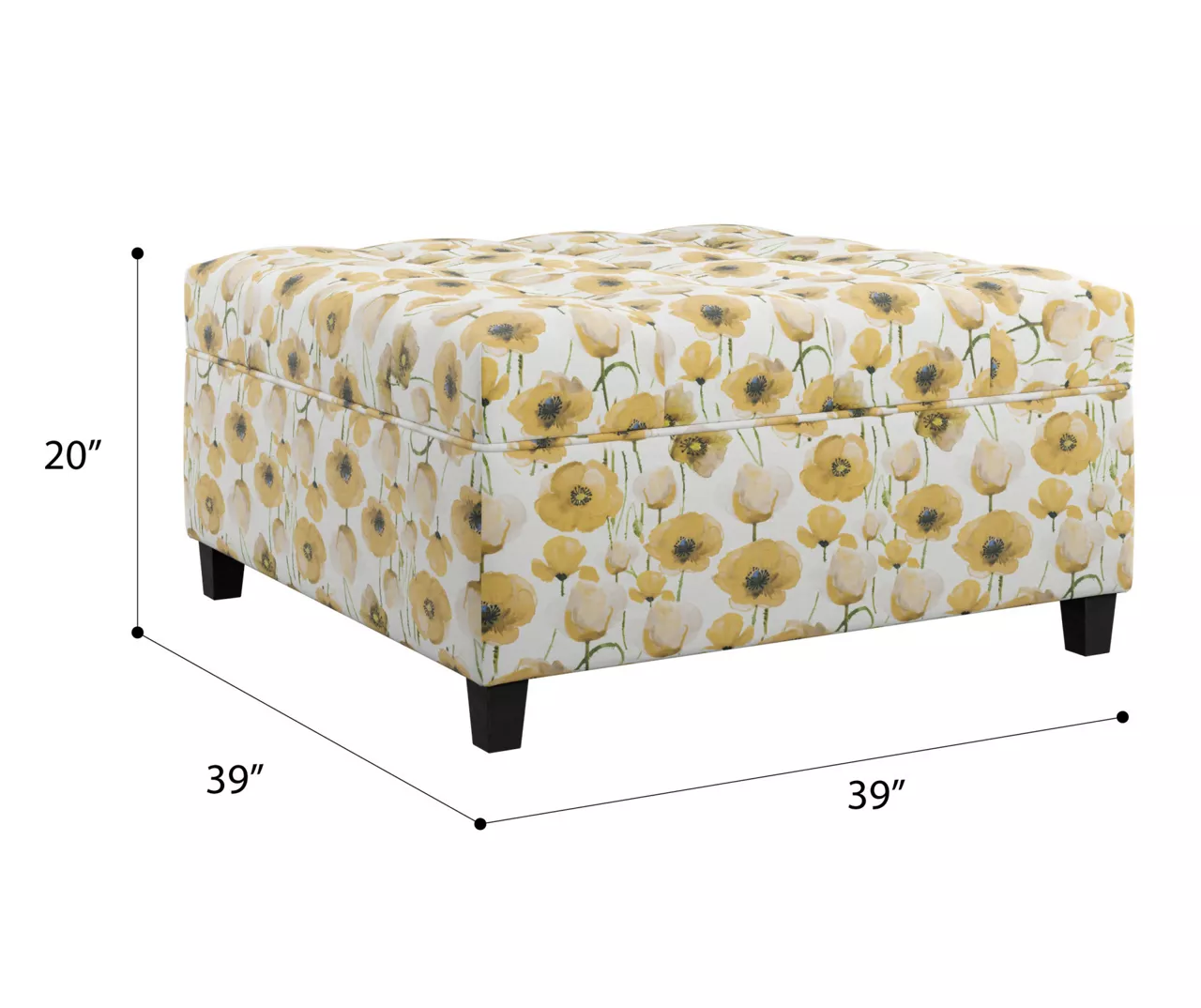 Golden Poppy Wood Leg Storage Ottoman - Image 8