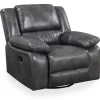 Paulson Gray Faux Leather Swivel Gliding Recliner