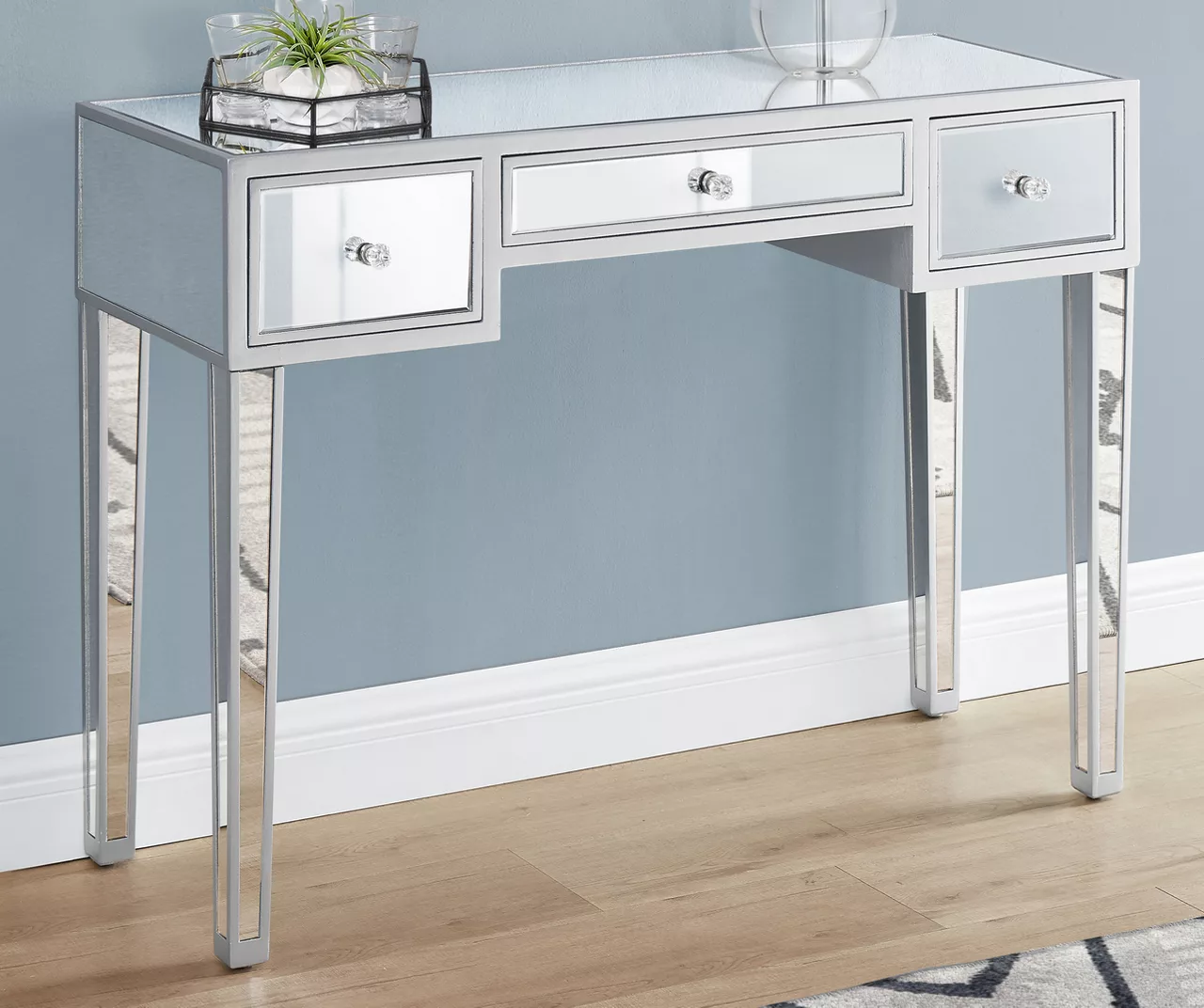 Mirror & Silver 3-Drawer Console Table - Image 2
