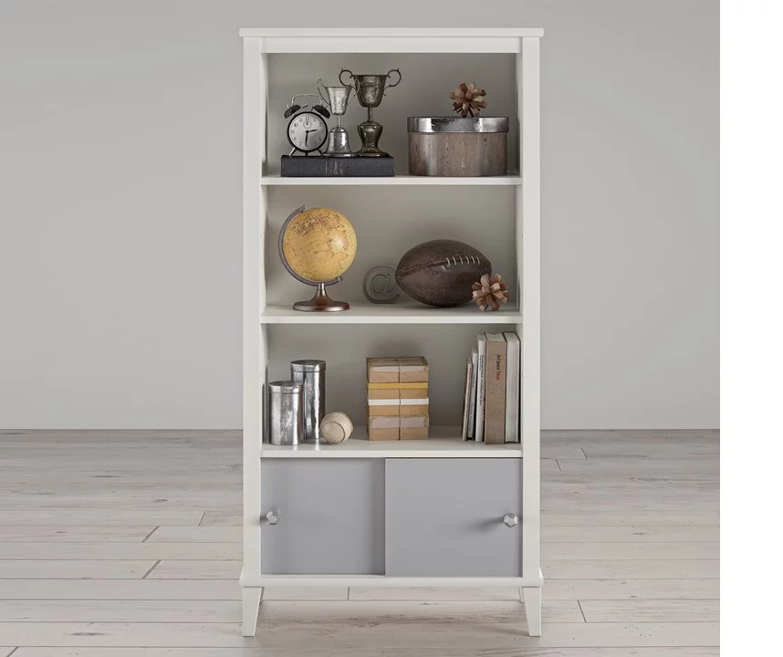 Monarch Hill Poppy Gray & White Bookcase - Image 3