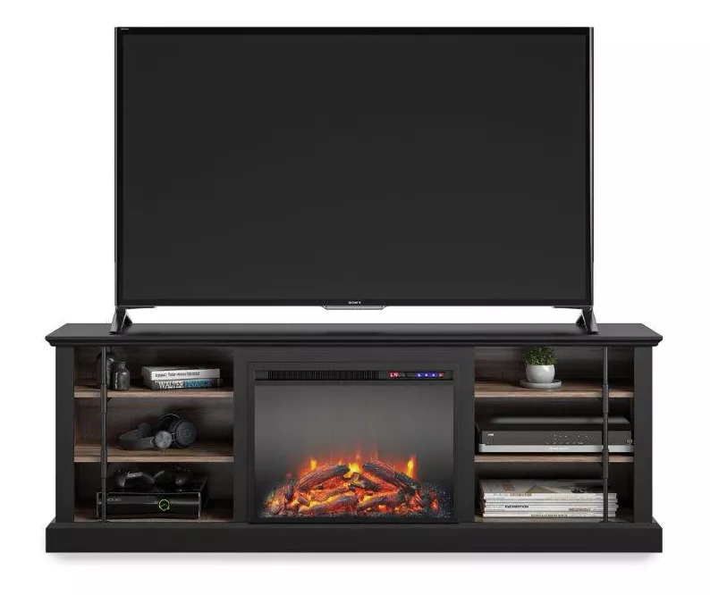 70" Fowler Black Electric Fireplace Console - Image 2