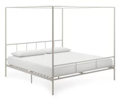 Marion White Metal King Canopy Bed