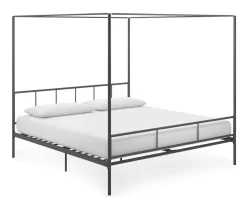 Marion Dark Gray Metal King Canopy Bed