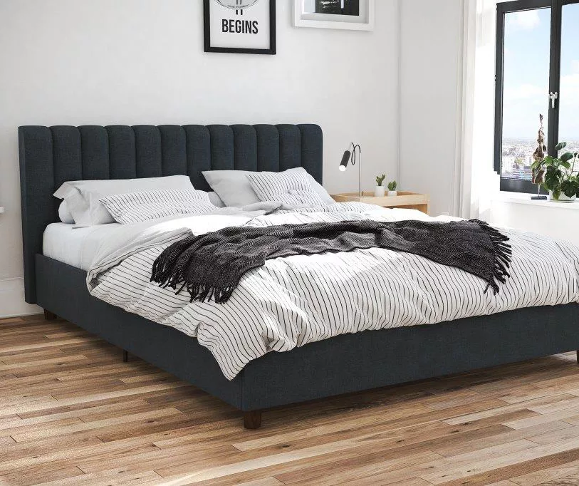 Novogratz Brittany Upholstered Linen Queen Bed - Image 3