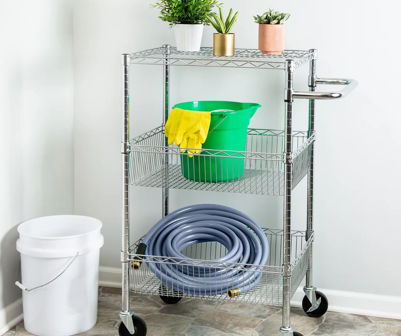 Chrome 3-Shelf Storage Cart - Image 2