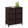 Black 6-Drawer Woven Strap Chest