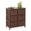 Brown 6-Drawer Woven Strap Chest