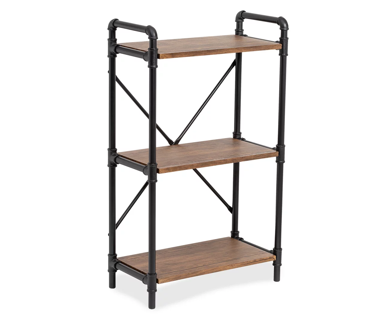 Black Industrial 3-Tier Bookshelf - Image 3