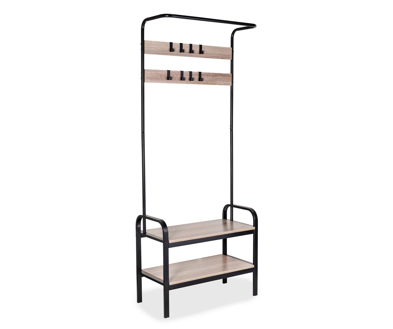 Black Steel 8-Hook Entry Rack & Bench - Image 3