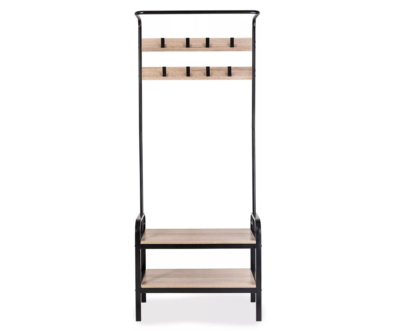 Black Steel 8-Hook Entry Rack & Bench - Image 4