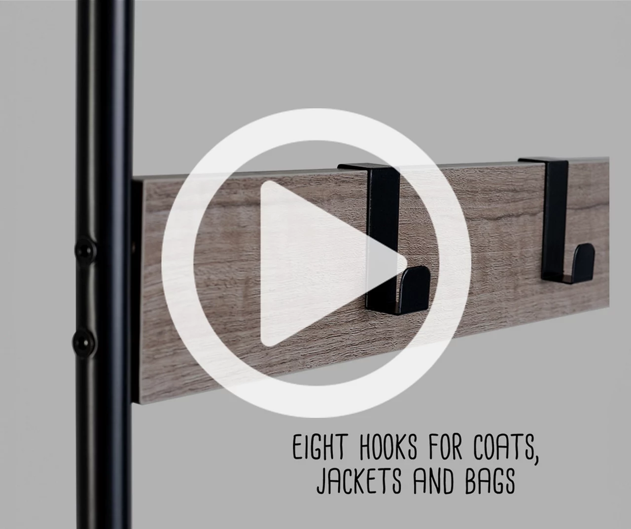 Black Steel 8-Hook Entry Rack & Bench - Image 7