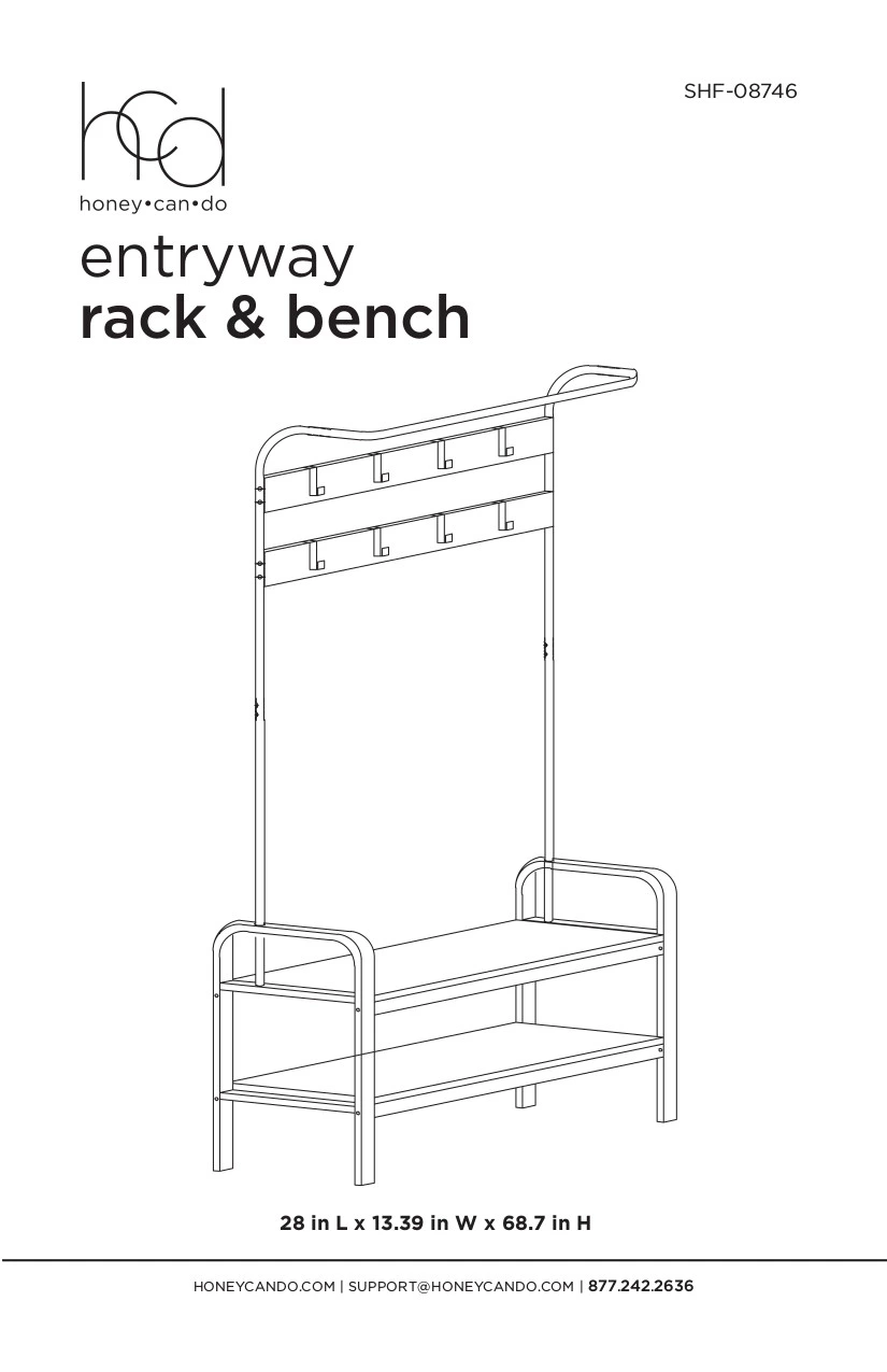 Black Steel 8-Hook Entry Rack & Bench - Image 6