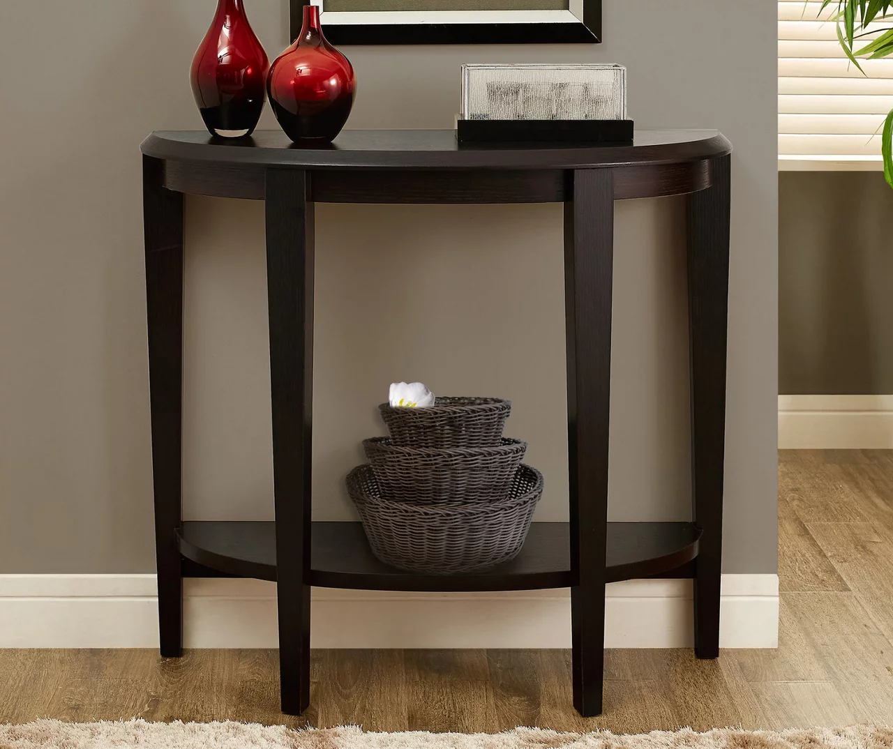 Espresso 2-Tier Half Moon Console Table - Image 2