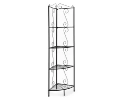 Copper Metal 4-Shelf Etagere Corner Bookcase