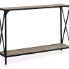Dark Taupe Wood Look X-Shaped Console Table