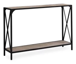 Dark Taupe Wood Look X-Shaped Console Table