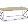 Natural & Chrome Metal Coffee Table