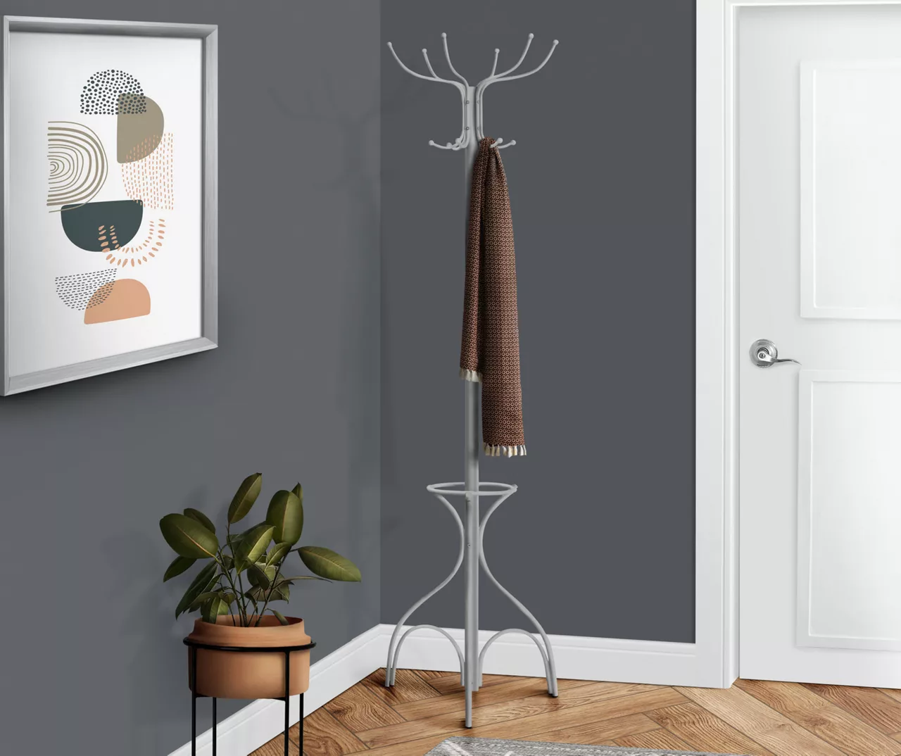 Monarch Metal 12-Hook Coat Rack With Umbrella Holder - Image 2