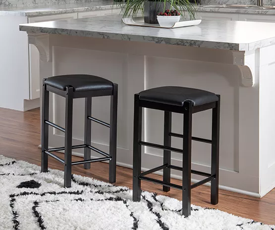 Bay Faux Leather & Wood Counter Stools, 2-Pack - Image 7