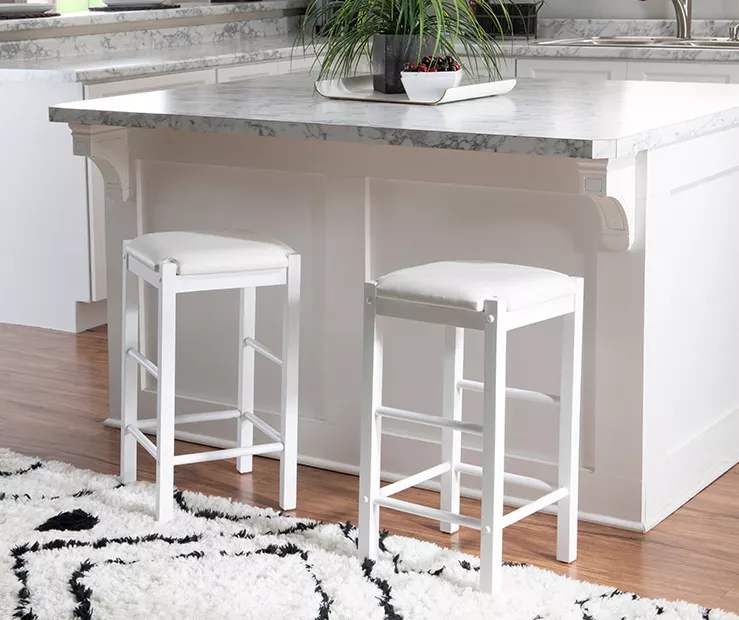 Bay Faux Leather & Wood Counter Stools, 2-Pack - Image 3