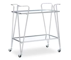 Hampton Silver 2-Shelf Rolling Steel Bar Cart