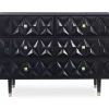 Urban Fresh Black & Gold 6-Drawer Textured Geometric Dresser