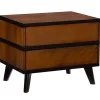 Manhattan Walnut 2-Drawer Mid-Century Wood Nightstand