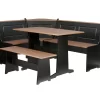 Atrium Black & Pecan 3-Piece Wooden Breakfast Nook Set