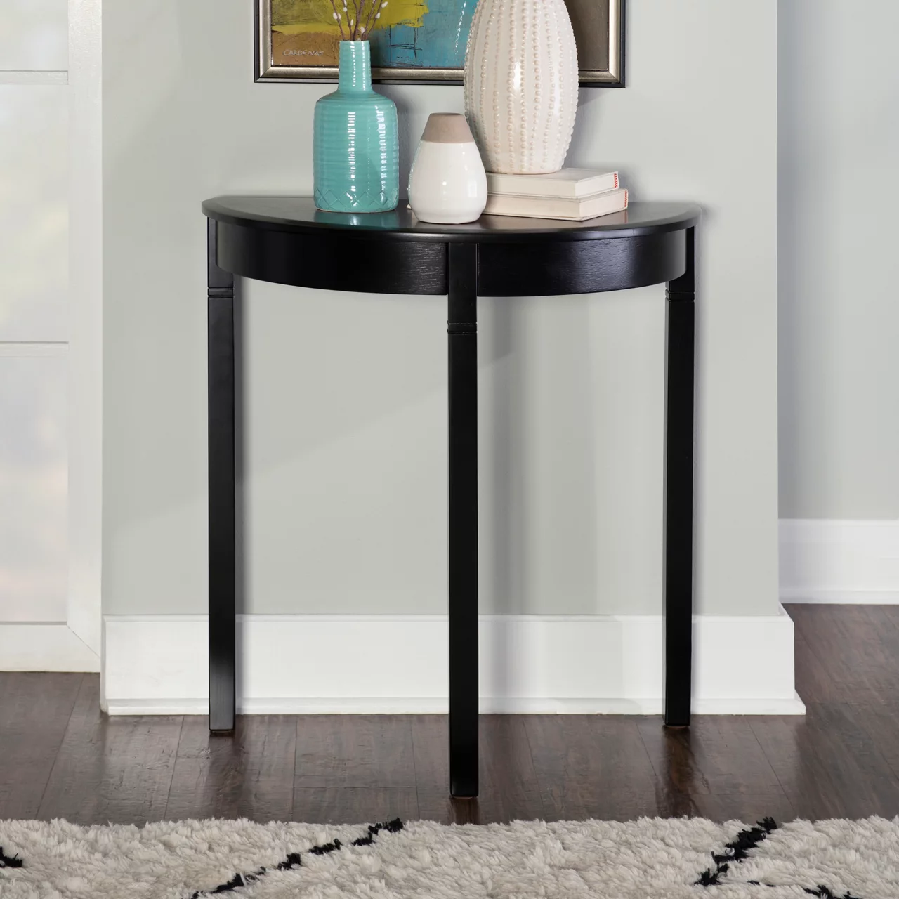 Shirley Black Cherry Transitional Wood Demi Lune Console Table - Image 2