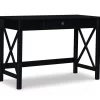 Richland Black 1-Drawer Wood X Leg Wood End Table