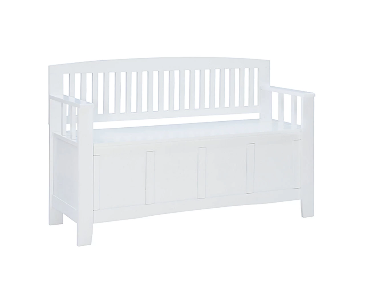 Jeanette White Slat Back Storage Bench